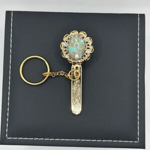 Vintage Kings Key Finder Los Angeles Turquoise Simulated Stone Flower